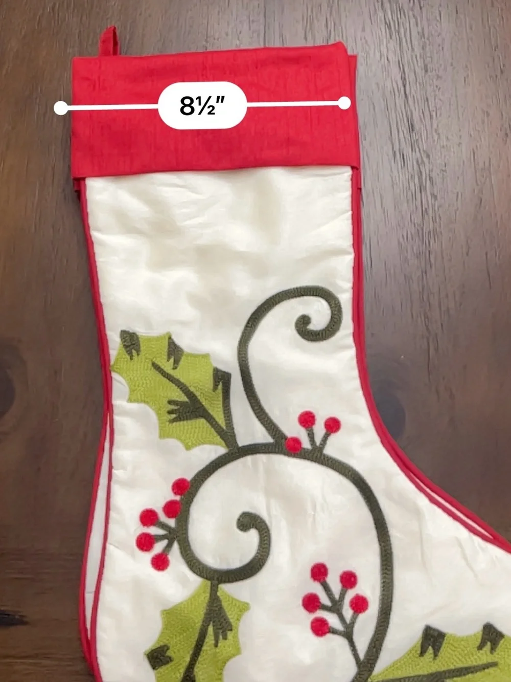 Vintage Festive Red & White Holly Christmas Stockings - Pair